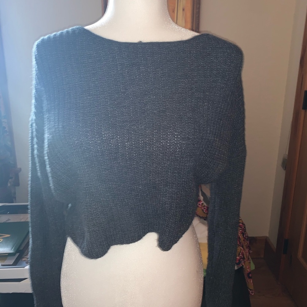 Forever 21 cropped lace and tie back sweater!